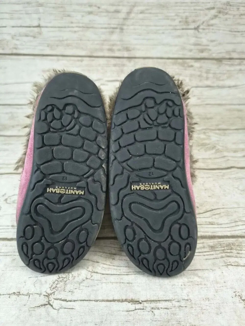 Manitobah Mukluks Pink Suede Fur Trim Boots Kids Size 12